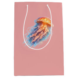 Sacola Para Presentes Média Ilustração de Fantasia de Água-viva Elegante