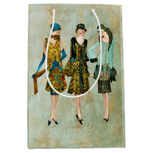 Sacola Para Presentes Média Ilustração de Moda da Vintage em 1930