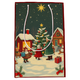 Sacola Para Presentes Média Ilustração de natais vintages