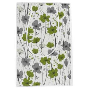 Sacola Para Presentes Média Ilustração floral, flores silvestres abstrato, mod