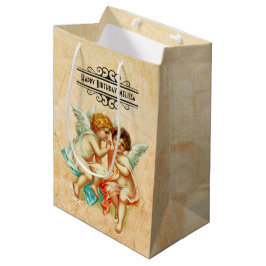 Sacola Para Presentes Média Ilustração Vintage Ephemera Angel Cherubs