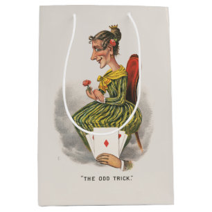 Sacola Para Presentes Média Ilustração Vitoriana de Mulher de Vestido Listrado
