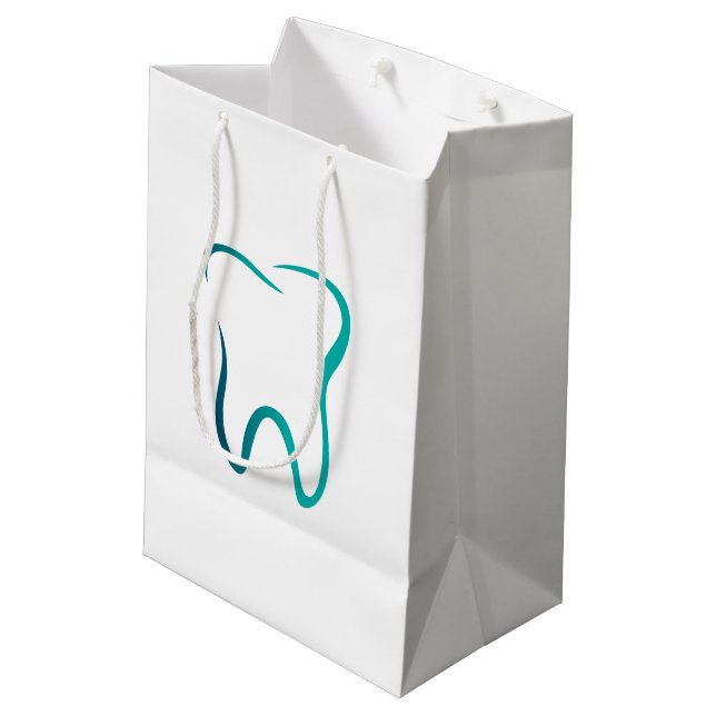 Sacola Para Presentes Média Imagem Médica de Dente Odontologia (Verso inclinado)