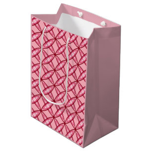Sacola Para Presentes Média Impressão atômico moderno do meio século - rosa