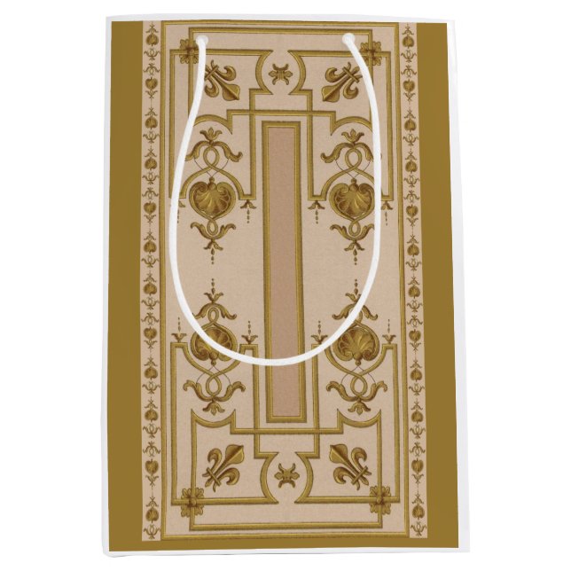 Sacola Para Presentes Média impressão barroco de ouro opulso (Frente)