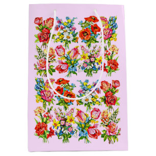Sacola Para Presentes Média impressão de coleção de flores florais épicas