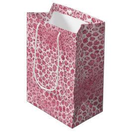 Sacola Para Presentes Média Impressão de Leopard com Lâmpada Rosa Brilhante   