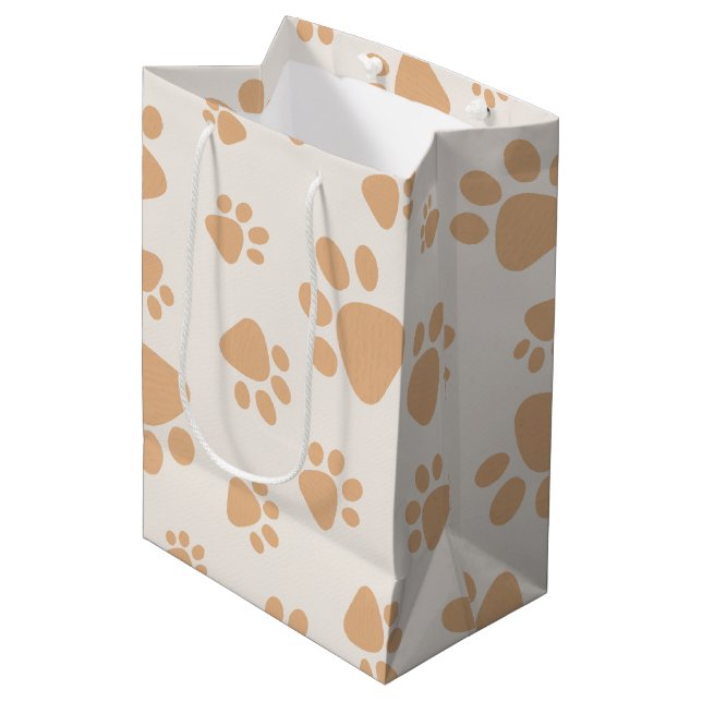 Sacola Para Presentes Média Impressão de Pata de Cachorro Adorável (Frente inclinada)