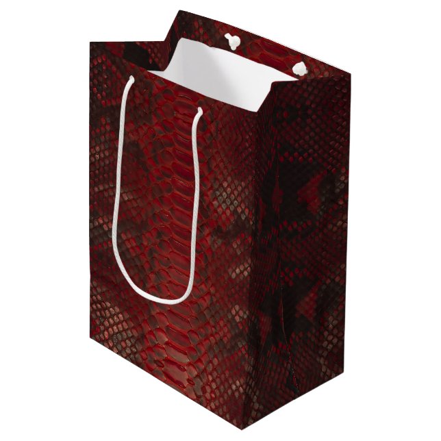 Sacola Para Presentes Média Impressão de Python Vermelho e Negro (Frente inclinada)