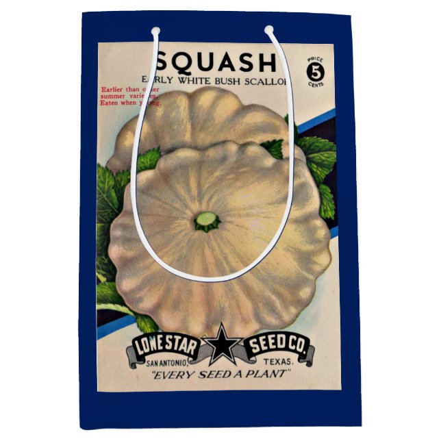 Sacola Para Presentes Média impressão de squash branco do pacote de sementes d (Frente)