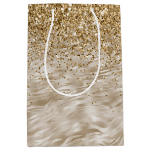 Sacola Para Presentes Média Impressão de Zebra - Falsa Glitter Dourada