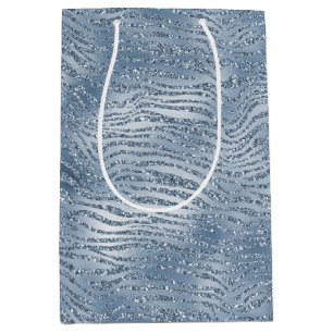 Sacola Para Presentes Média Impressão de Zebra Glam Azul