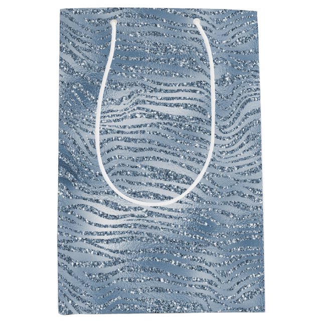 Sacola Para Presentes Média Impressão de Zebra Glam Azul (Frente)