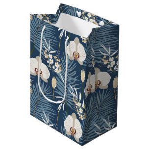 Sacola Para Presentes Média Impressão do Havaí, orquídeo azul