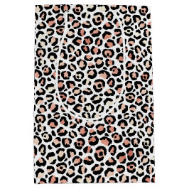 Sacola Para Presentes Média Impressão do Leopardo Branco Preto-Cor-de-Rosa Esb