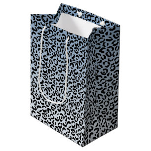 Sacola Para Presentes Média Impressão do Leopardo Preto Azul