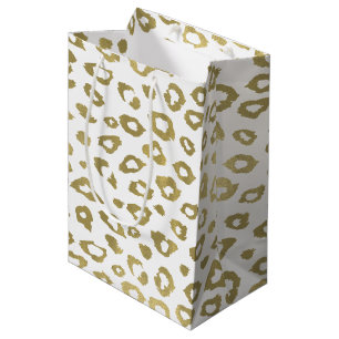 Sacola Para Presentes Média Impressão Dourado do leopardo de Ombre