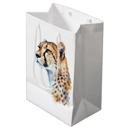 Sacola Para Presentes Média Impressão em animais Cheetah
