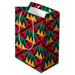Sacola Para Presentes Média Impressão Geométrico Africano de Kwanzaa (4)