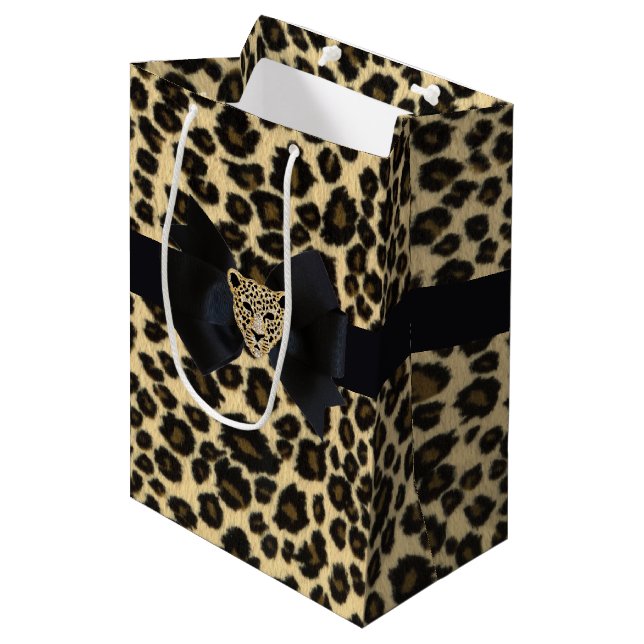 Sacola Para Presentes Média Impressão Leopardo (Frente inclinada)