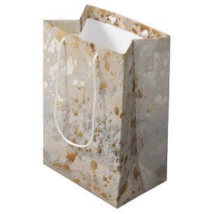 Sacola Para Presentes Média Impressão Metálico Dourado