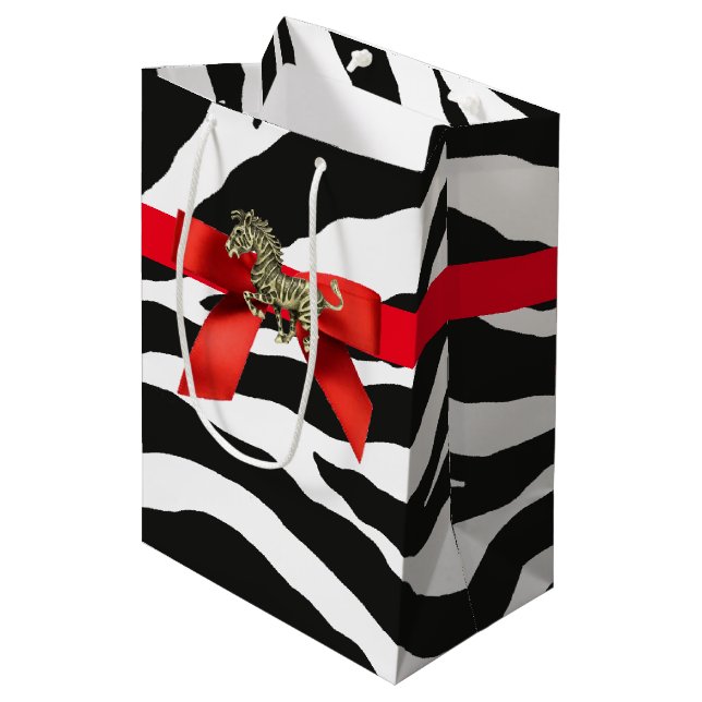 Sacola Para Presentes Média Impressão Zebra (Frente inclinada)