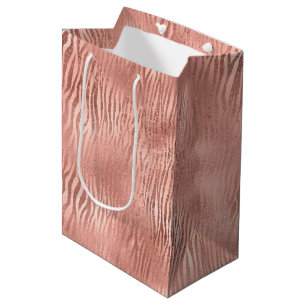 Sacola Para Presentes Média Impressão Zebra rosa Dourada