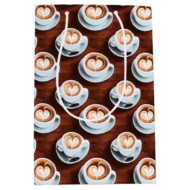 Sacola Para Presentes Média Impressões De Café (Frente)