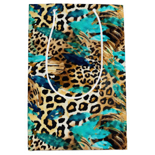Sacola Para Presentes Média Impressões De Peles De Safari Azul Azul-Azul