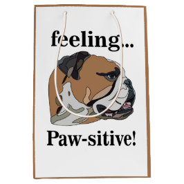 Sacola Para Presentes Média Inglês Buldogue Sentindo Pawsitive Pet Birthday