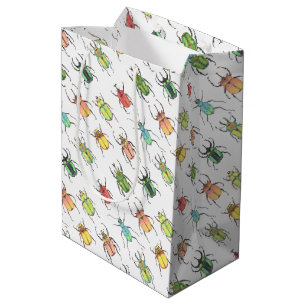 Sacola Para Presentes Média Insetos de amor Besouros de Aquarela com Namorados