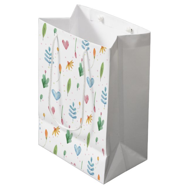 Sacola Para Presentes Média inspirado na natureza por primavera, modelo românt (Frente inclinada)