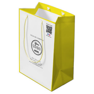Sacola Para Presentes Média Instagram Facebook Código QR Branco Amarelo Néon