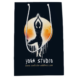Sacola Para Presentes Média Instrutor de Meditação de Yoga Pose da Árvore Lua 