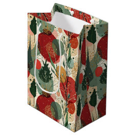 Sacola Para Presentes Média Inverno / Abstrato de Natal