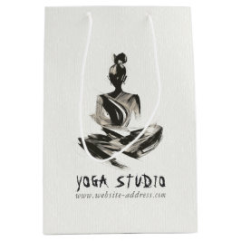 Sacola Para Presentes Média Ioga Instrutor Lotus Meditation Pose Brushstrokes