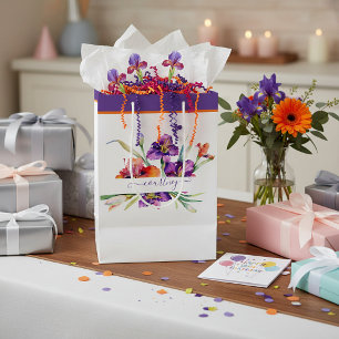 Sacola Para Presentes Média Íris personalizada em aquarela roxa