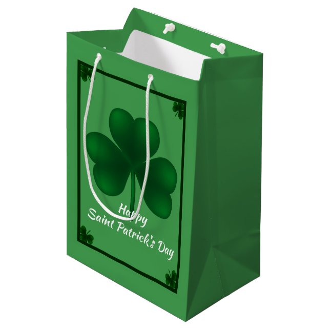 Sacola Para Presentes Média Irish Shamrock St Patricks MGB (Frente inclinada)