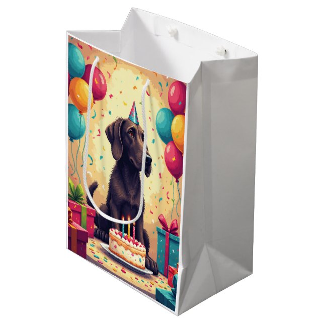 Sacola Para Presentes Média Irish Wolfhound Birthday Celebration (Frente inclinada)