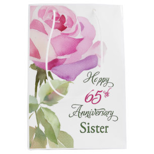 Sacola Para Presentes Média Irmã Jubileu de 65 Anos Rosa Rosa Pink