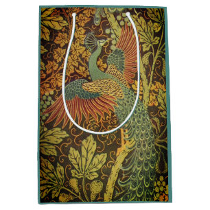 Sacola Para Presentes Média Jacquard floral vitoriano de Peacock e folha de av