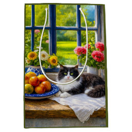 Sacola Para Presentes Média Janela Ensolarada, gato