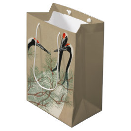 Sacola Para Presentes Média Japanese woodblock-print Cranes - Kamisaka Sekka