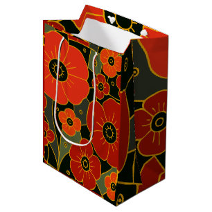 Sacola Para Presentes Média Jardim Ardente – Flor de Papoula Estilizada