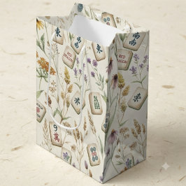 Sacola Para Presentes Média Jardim de Flores Silvestres Padrão de Azulejos Mah