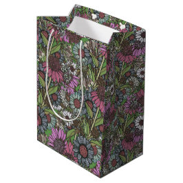 Sacola Para Presentes Média Jardim de Inverno de Flores Silvestres Retrô