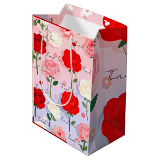 Sacola Para Presentes Média Jardim de Rosas Vintage - Papel de Embrulho