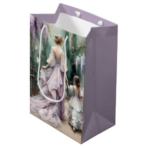 Sacola Para Presentes Média Jardim de Wisteria de Watercolor Birthday