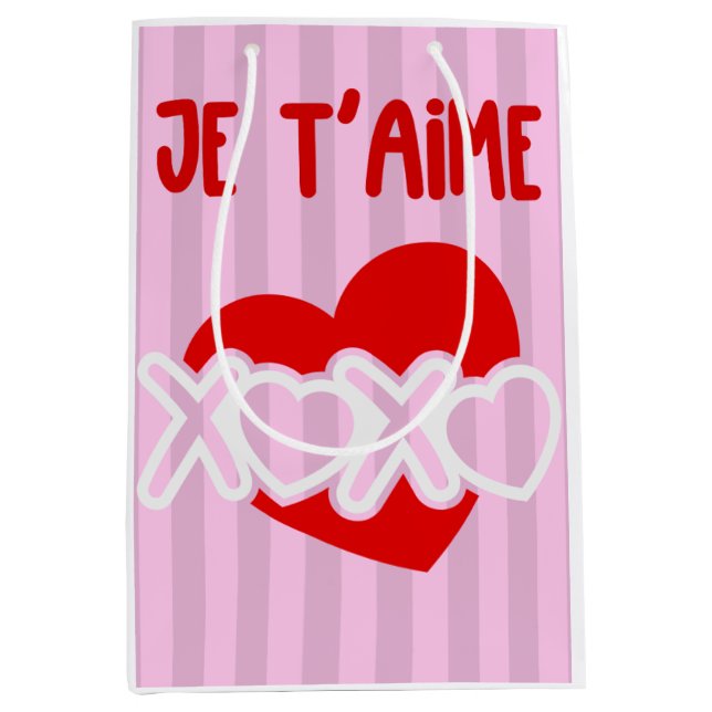 Sacola Para Presentes Média Je t’aime. (Frente)