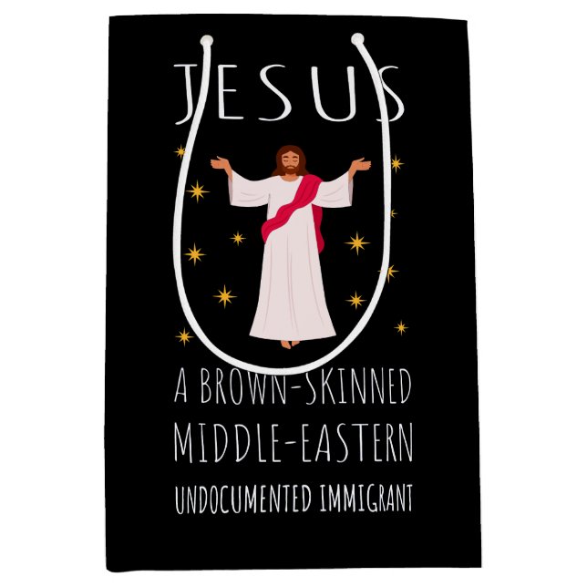Sacola Para Presentes Média Jesus Brown, Imigrante Idocumentado (Frente)